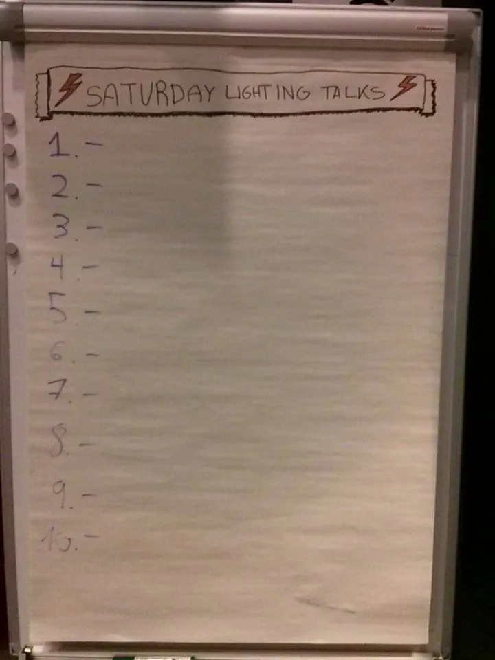 Good Morning! Today we'll have Lightning Talks, go to the board and write down your proposal! First come, first served :) #PyDataBCN