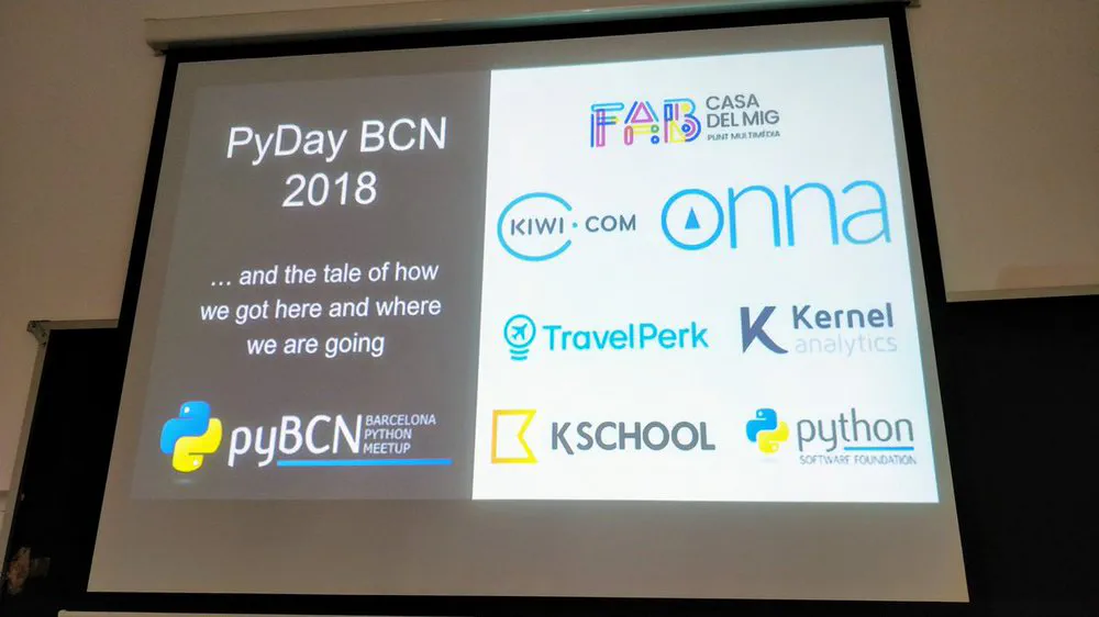 Welcome to the #PyDayBCN2018! @lpmayos is explaining our recent history
