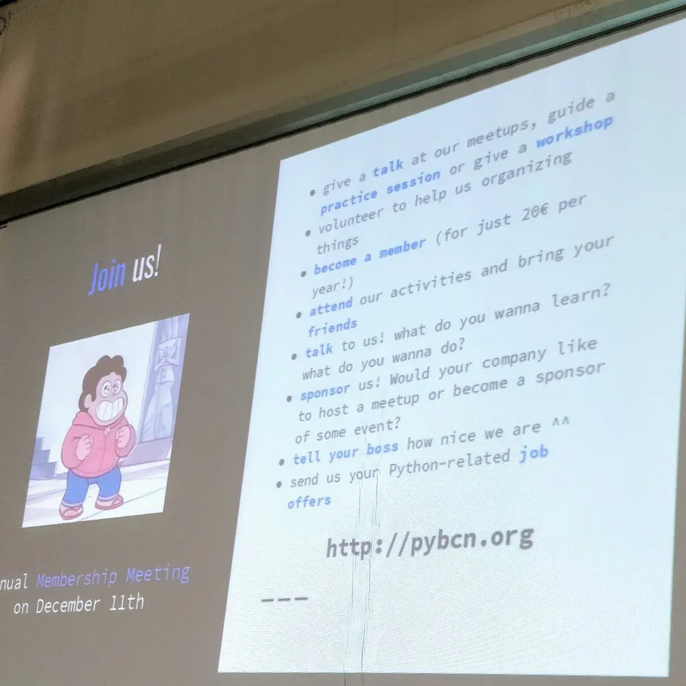 Help Python Barcelona! Send a proposal, become a member 😊