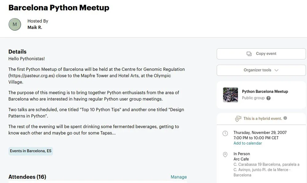 18 years since our first meetup! https://www.meetup.com/python-barcelona/events/6778043/